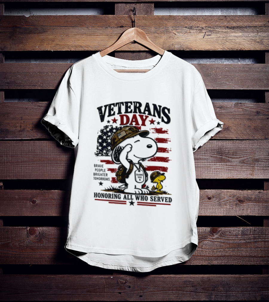Snoopy Woodstock Veterans Day Some Gave All Peanuts Always Remember T-Shirt