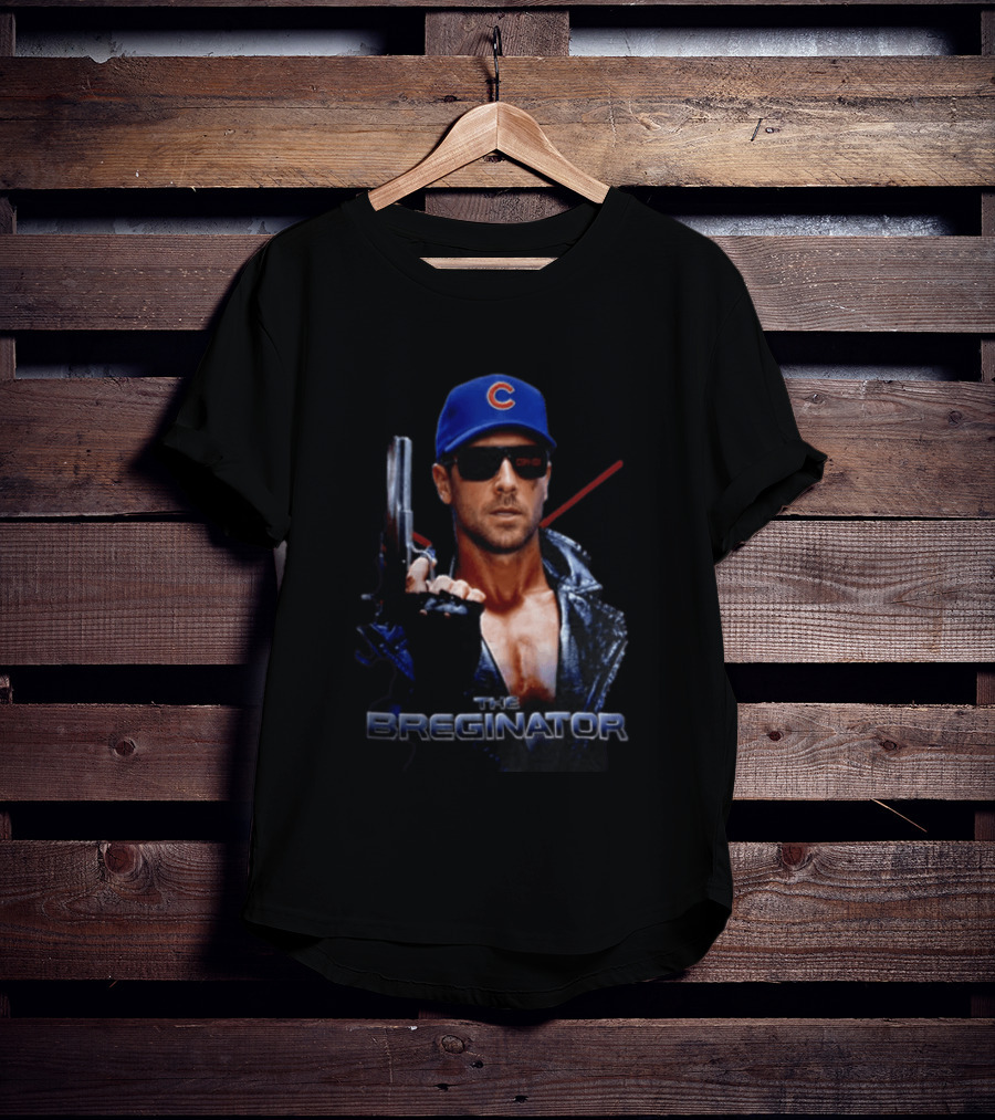 The Breginator Terminator Chicago Cubs Sunglasses Holding Gun T-Shirt