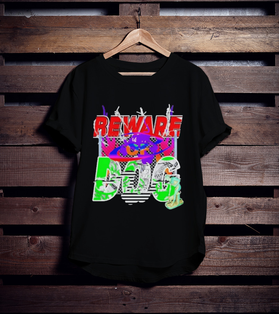 Beware Of Dog Streetwear Urban Graffiti Chain Link Fence T-Shirt