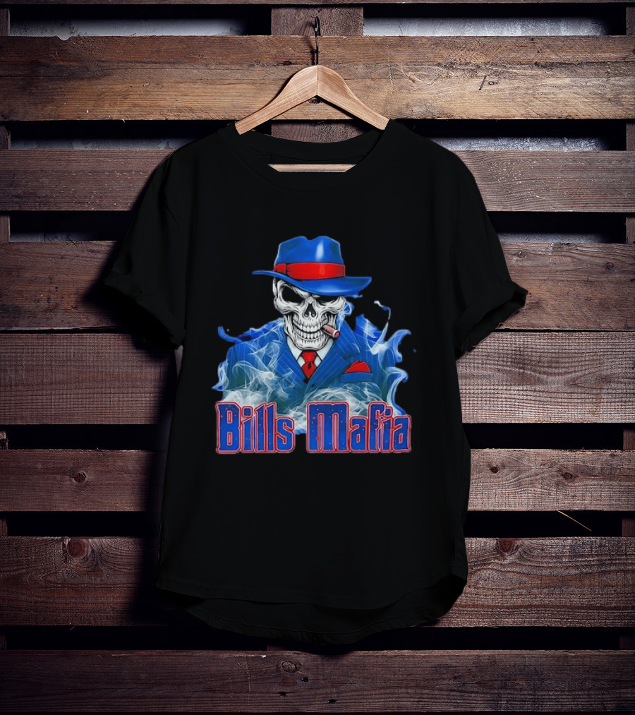 Bills Mafia Skull Smoking Cigar In Suit And Hat T-Shirt