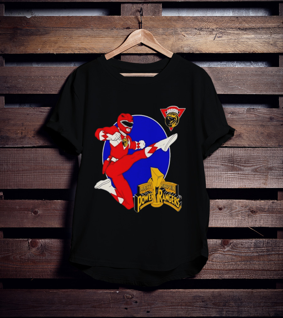 Jason Red Ranger Mighty Morphin Power Rangers Iconic Kick Pose Lion T-Shirt