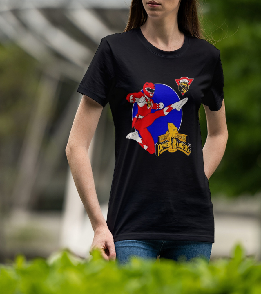 Jason Red Ranger Mighty Morphin Power Rangers Iconic Kick Pose Lion T-Shirt