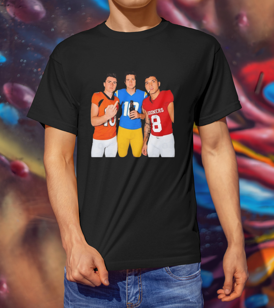 Bo Nix Justin Herbert Dillon Gabriel Football Players Gesture And Cigarette T-Shirt