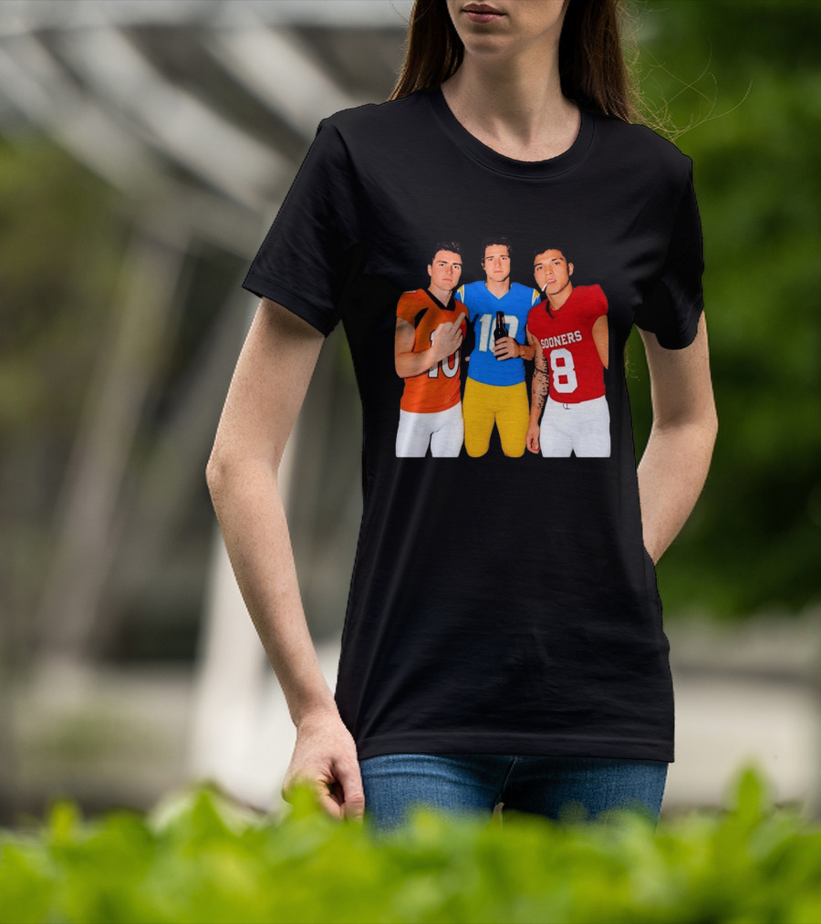 Bo Nix Justin Herbert Dillon Gabriel Football Players Gesture And Cigarette T-Shirt