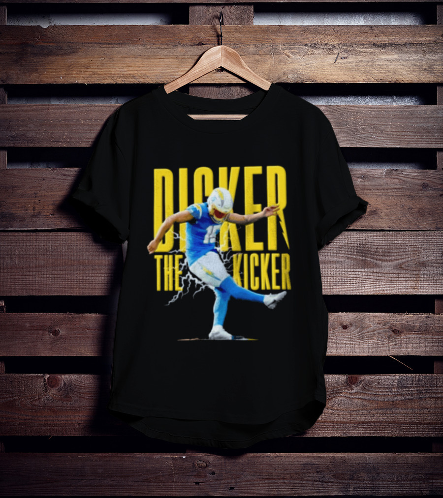 Cameron Dicker The Kicker Football Action Blue And Yellow T-Shirt