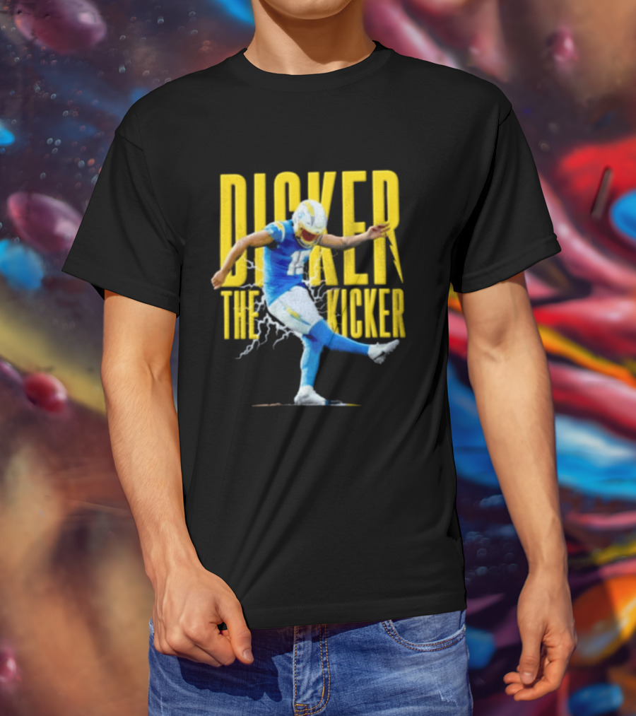 Cameron Dicker The Kicker Football Action Blue And Yellow T-Shirt