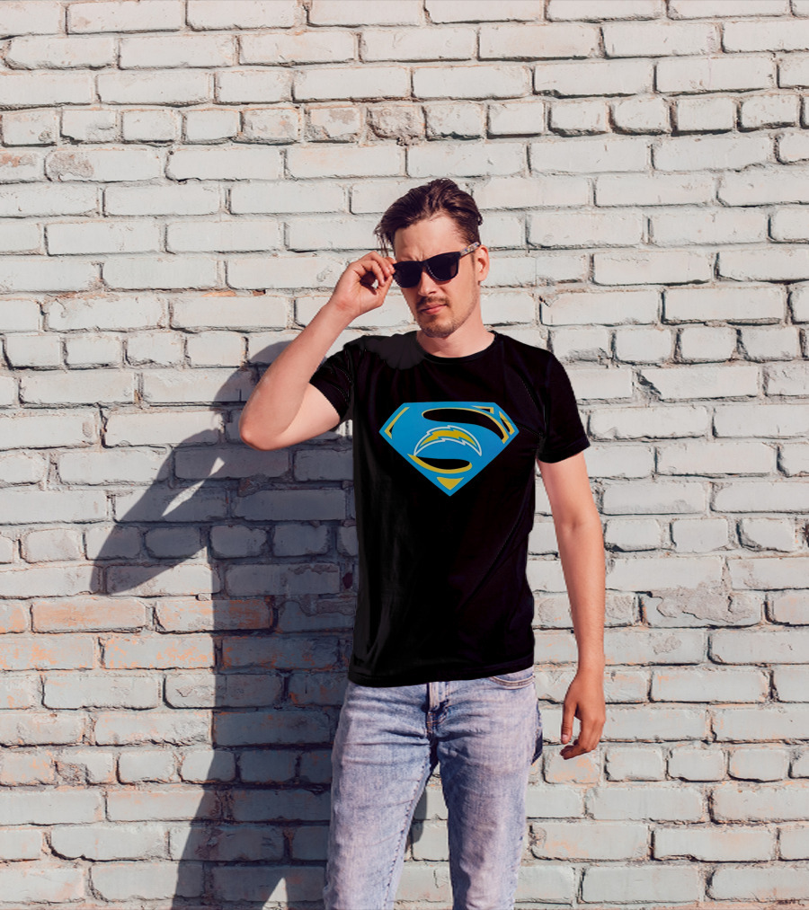 Los Angeles Chargers Superman Logo NFL Football Fan Gear T-Shirt