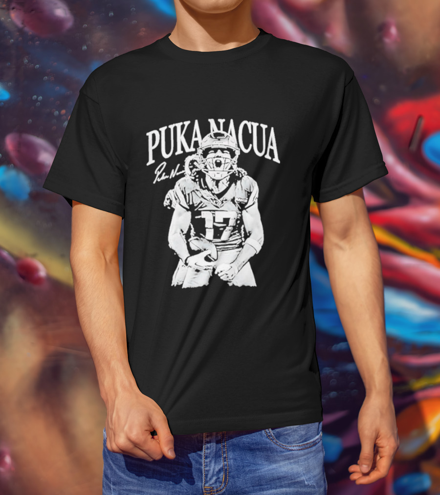 Los Angeles Rams Puka Nacua Number 17 NFL Player Signature T-Shirt