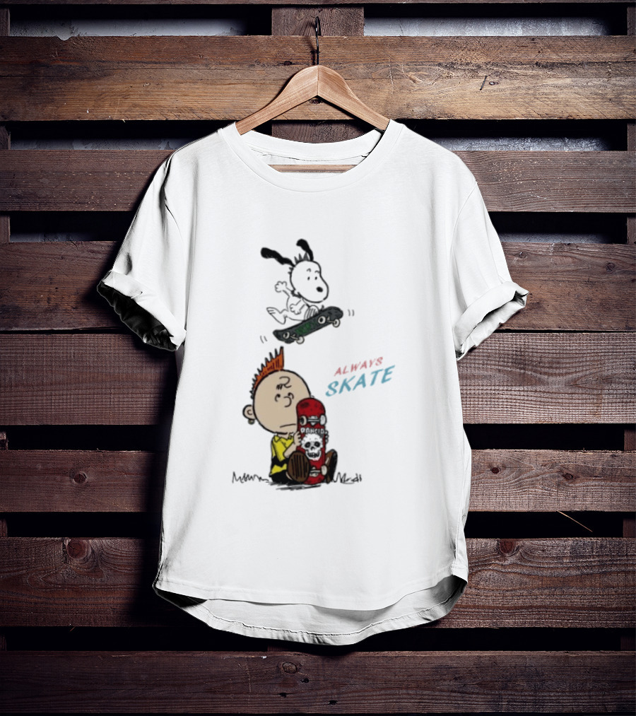 Charlie Brown Snoopy Always Skate NOFX Rancid T-Shirt