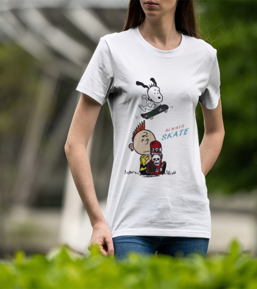 Charlie Brown Snoopy Always Skate NOFX Rancid T-Shirt