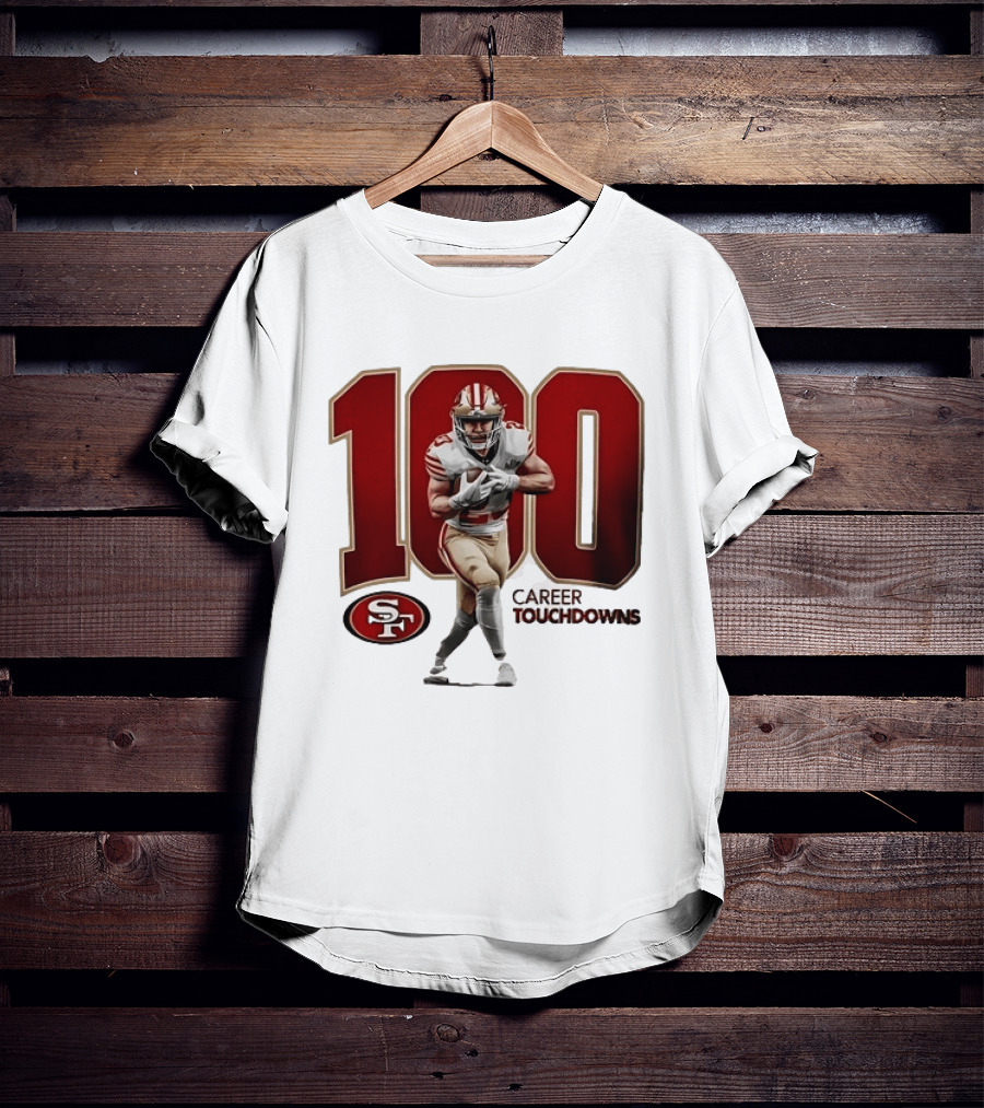 Christian McCaffrey 49ers 100 Career Touchdowns T-Shirt