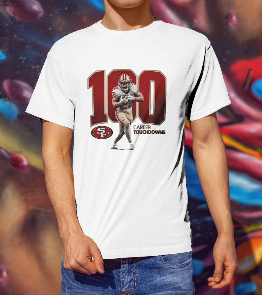 Christian McCaffrey 49ers 100 Career Touchdowns T-Shirt