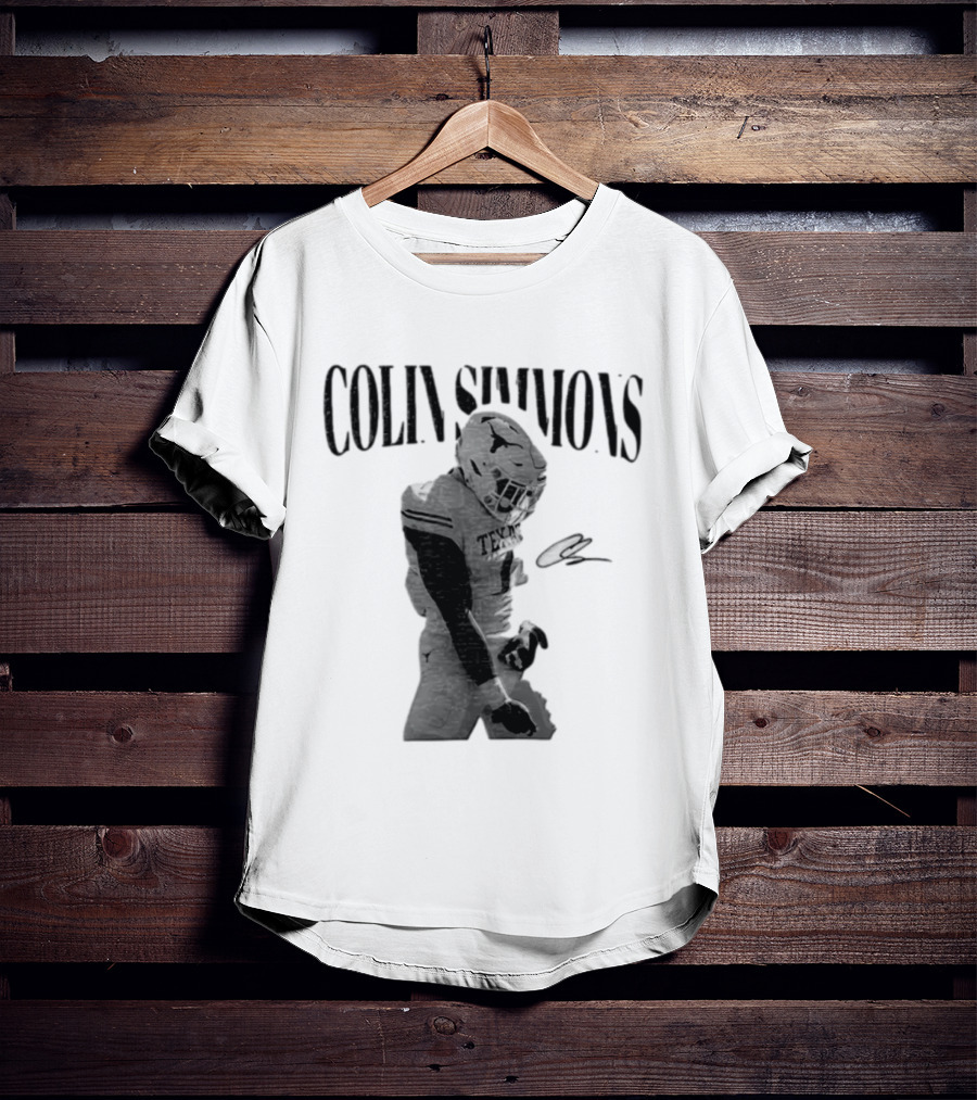 Colin Simmons Texas Longhorns Football Grotesque Sack Celly T-Shirt