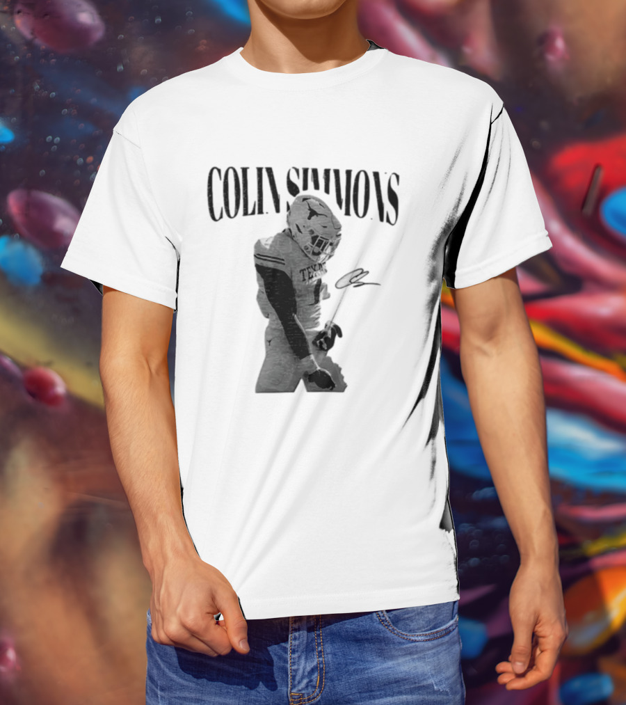 Colin Simmons Texas Longhorns Football Grotesque Sack Celly T-Shirt