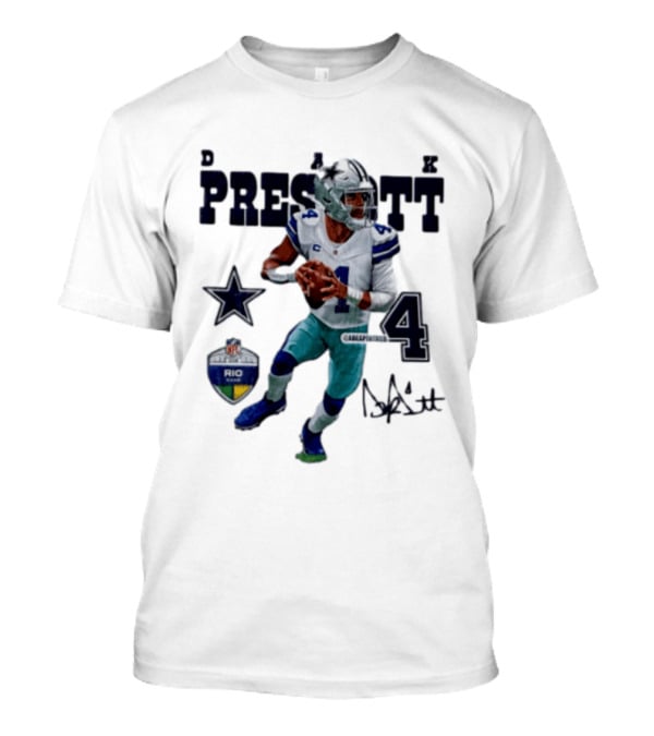 Dak Prescott Dallas Cowboys Quarterback 2026 Football Star Number 4 T-Shirt