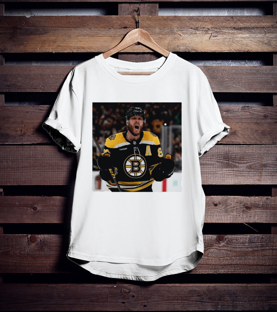 David Pastrnak Bruins Captain Announcement With Iconic Team Jersey Celebration T-Shirt