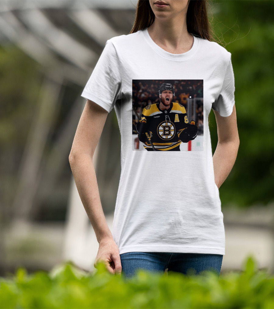 David Pastrnak Bruins Captain Announcement With Iconic Team Jersey Celebration T-Shirt