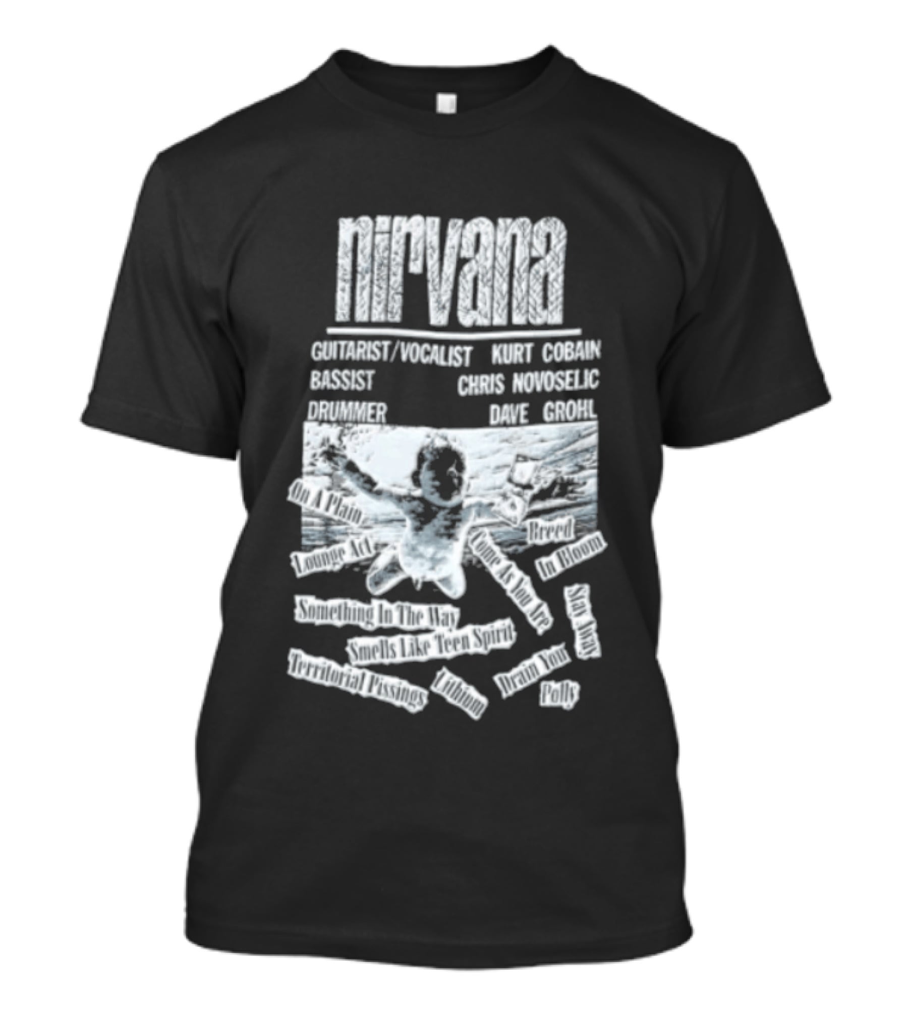 Nirvana Kurt Cobain Krist Novoselic Dave Grohl Spencer Elden Swimming Baby Album T-Shirt