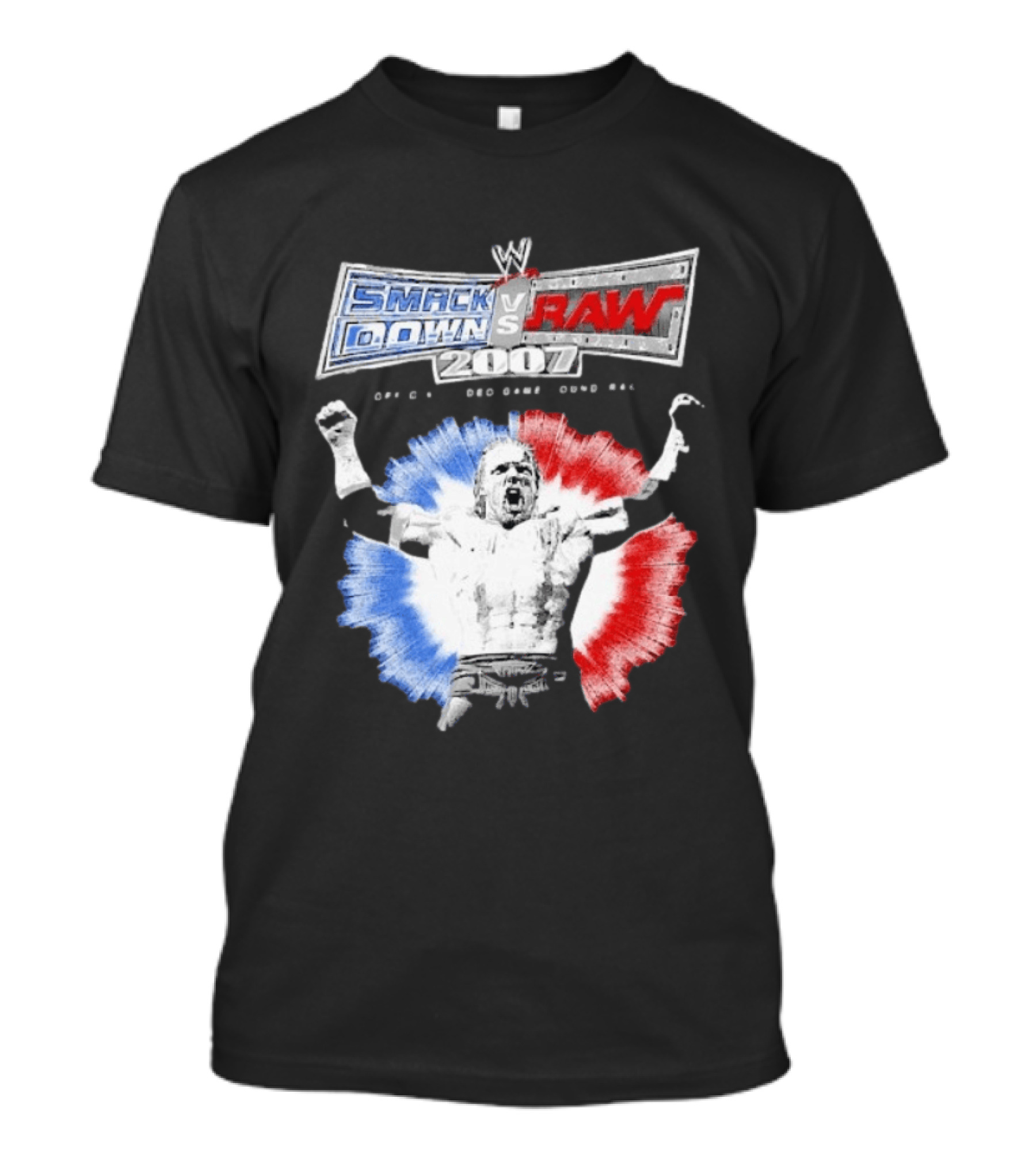 WWE SmackDown Vs Raw 2007 Video Game Soundtrack Fighter Triumph In Blue And Red T-Shirt