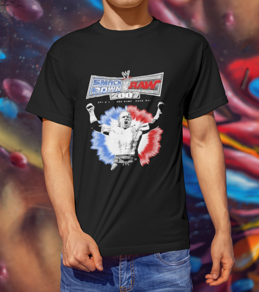 WWE SmackDown Vs Raw 2007 Video Game Soundtrack Fighter Triumph In Blue And Red T-Shirt