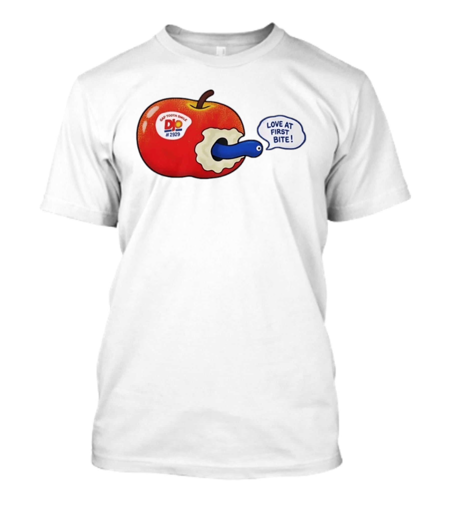 Gap Tooth Smile DJ No 2929 Love At First Bite Apple And Worm T-Shirt