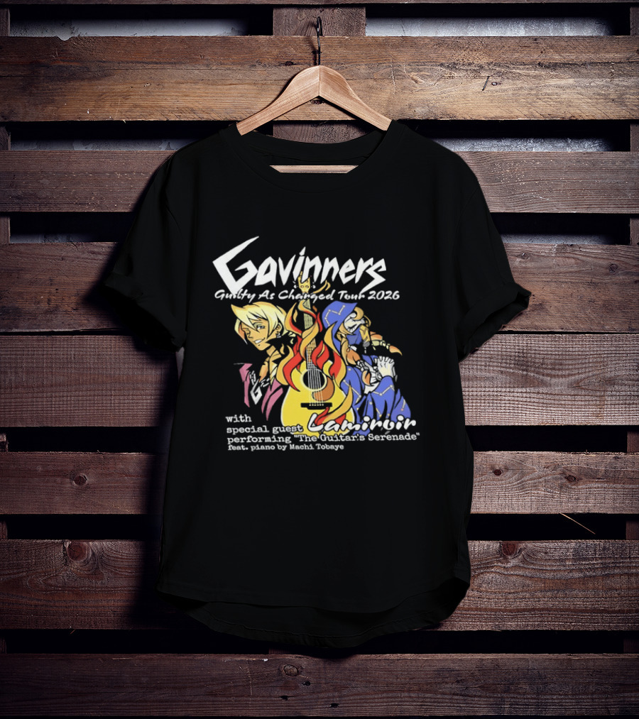 Gavinners Guilty As Charged Tour 2026 Special Guest Lamiroir Performing The Guitar's Serenade Machi Tobaye T-Shirt