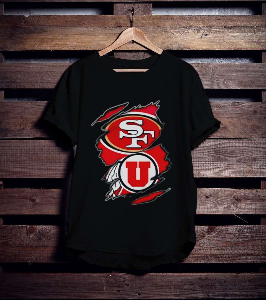 San Francisco 49ers Utah Utes SF U Ripped Combination T-Shirt