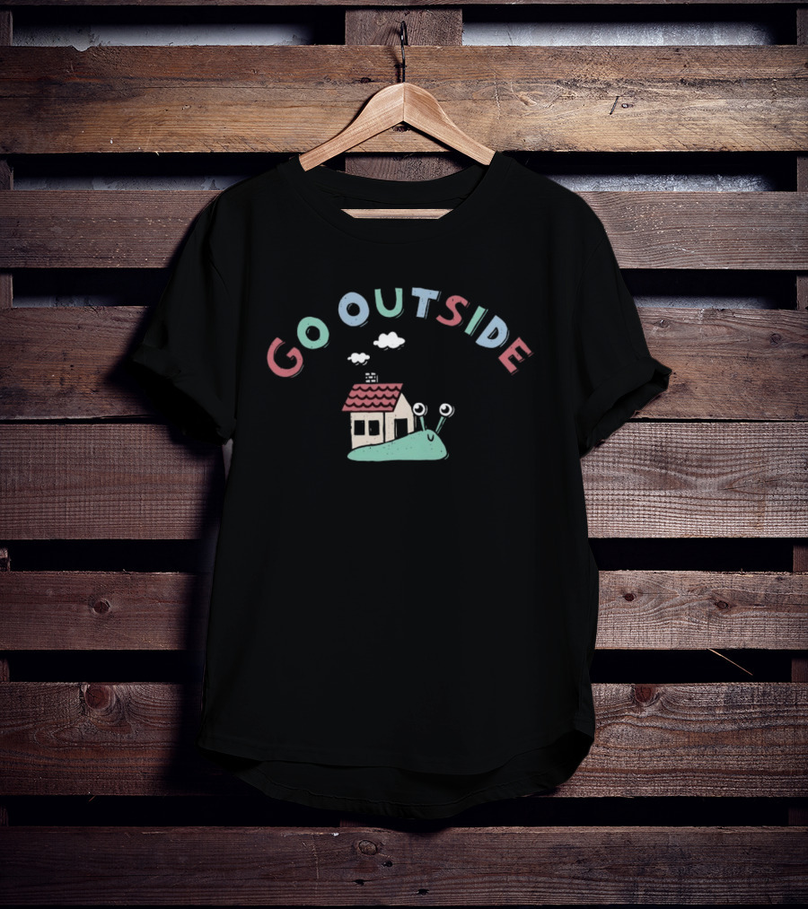 Go Outside Snail With House And Clouds Nature Cartoon T-Shirt