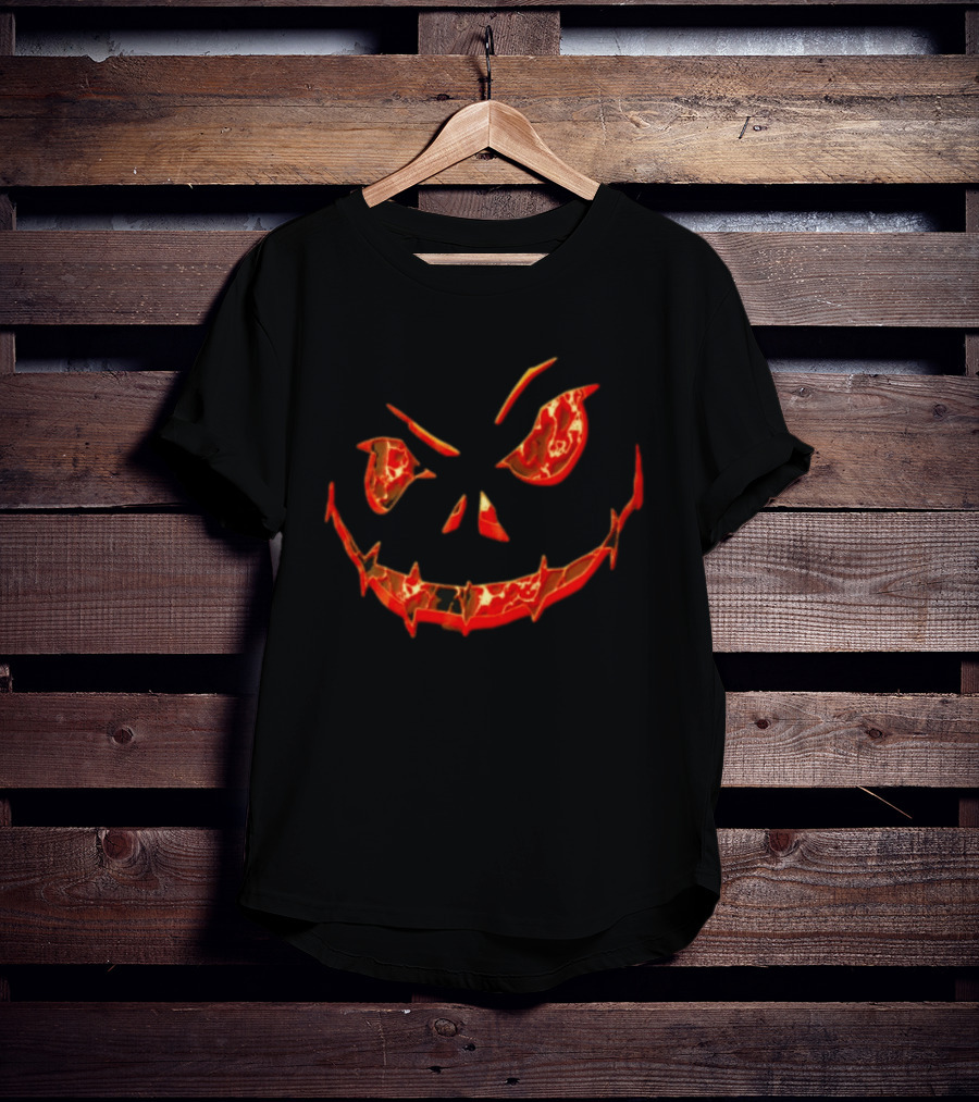 Halloween Evil Pumpkin Face Spooky Grinning Jack O'Lantern T-Shirt
