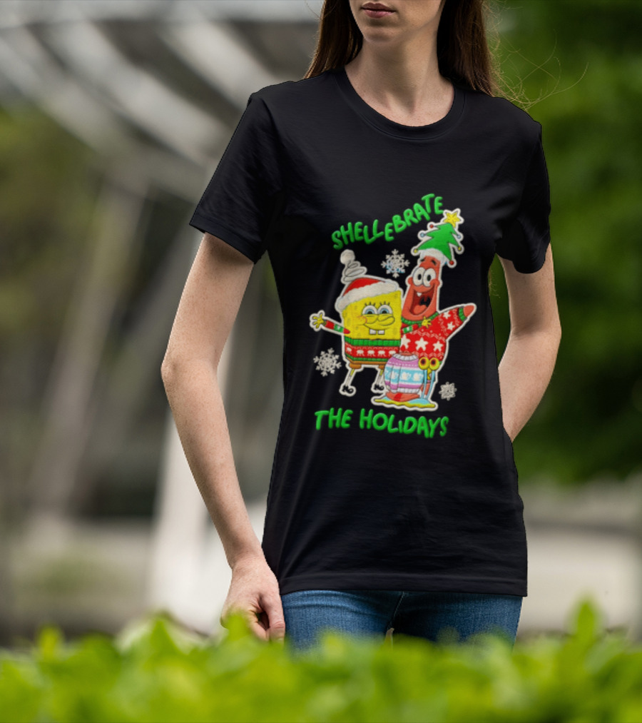 Shellebrate The Holidays With SpongeBob SquarePants And Patrick Star Festive Sweaters T-Shirt