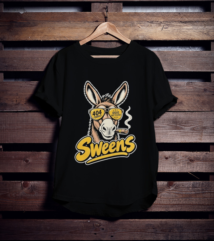 SweenS 404 Ideas Not Found Donkey Cigar Smoking Sunglasses T-Shirt