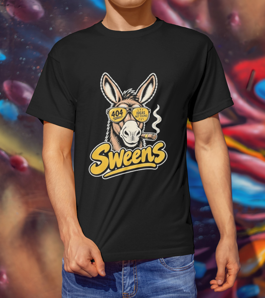 SweenS 404 Ideas Not Found Donkey Cigar Smoking Sunglasses T-Shirt