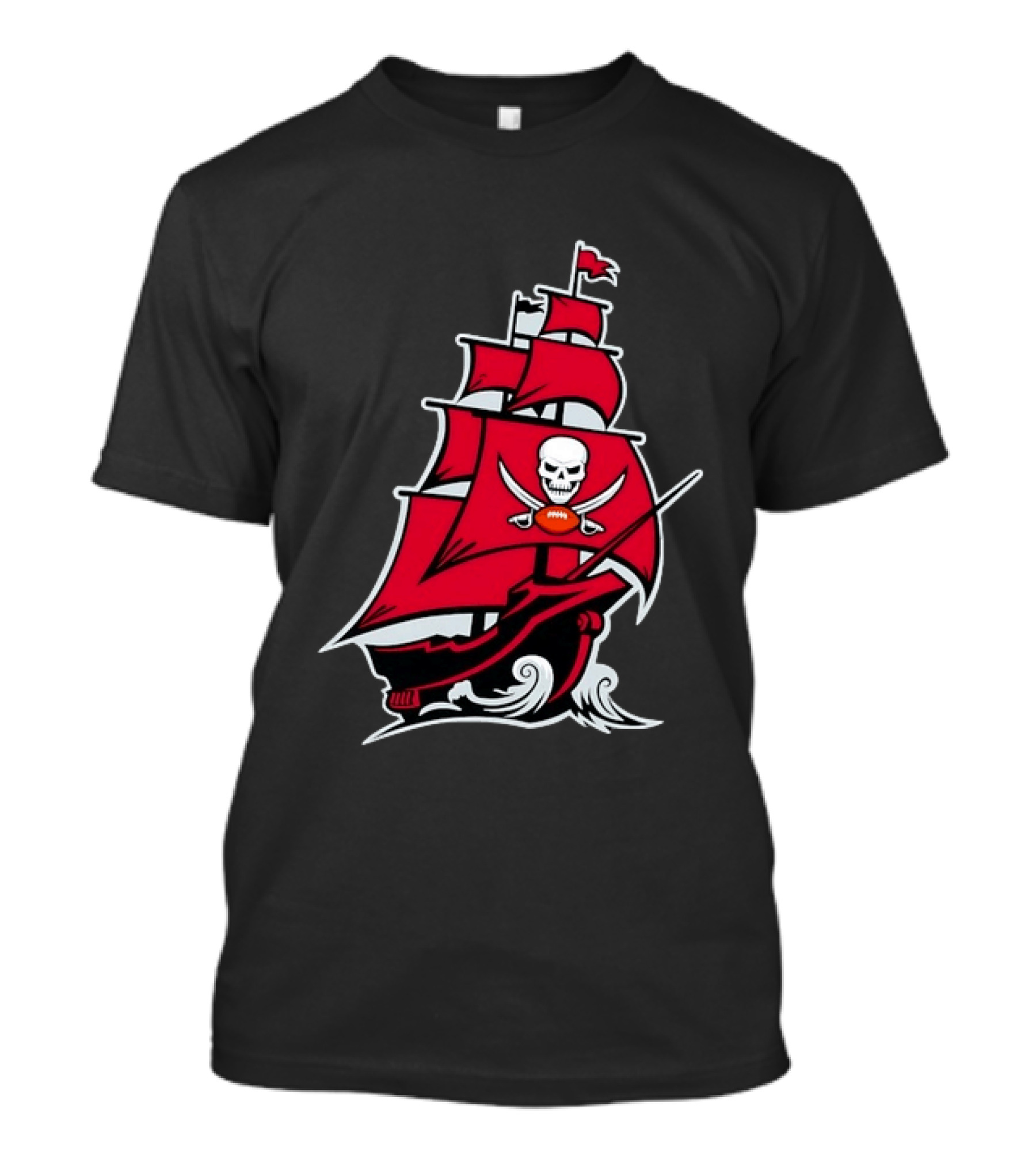 Tampa Bay Buccaneers Pirate Ship Skull Football T-Shirt