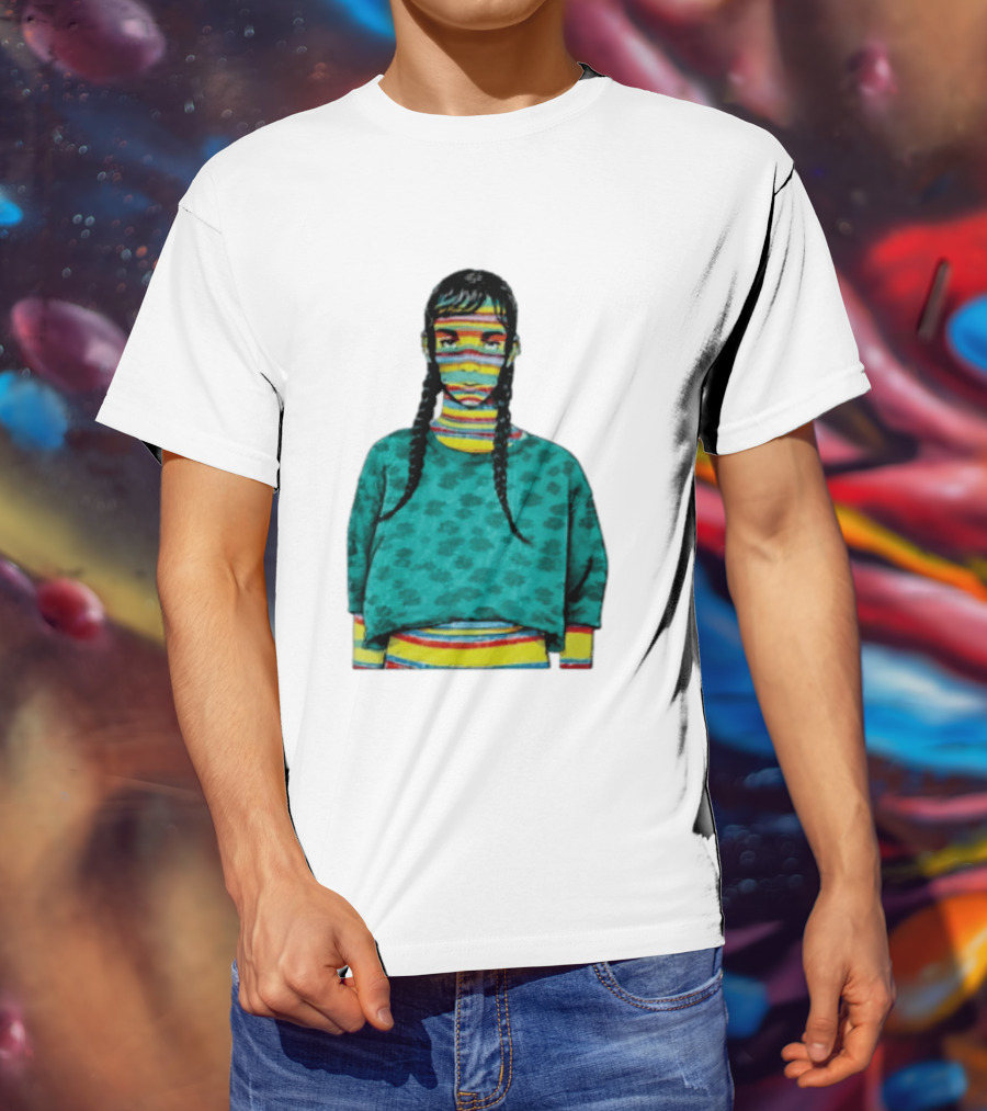 Sicko Last Spring Japan Kai Cenat Striped Face And Braids T-Shirt