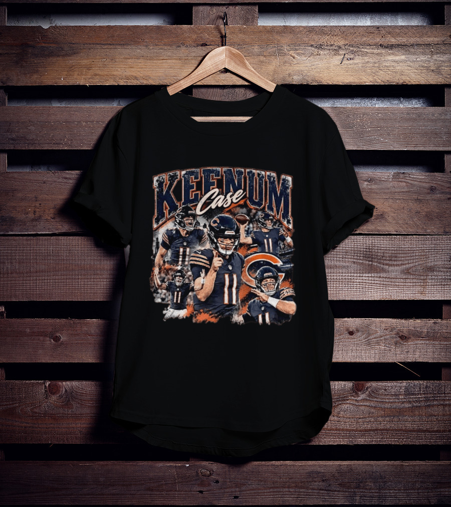 Case Keenum Chicago Bears 90s Bootleg Style Football Montage T-Shirt