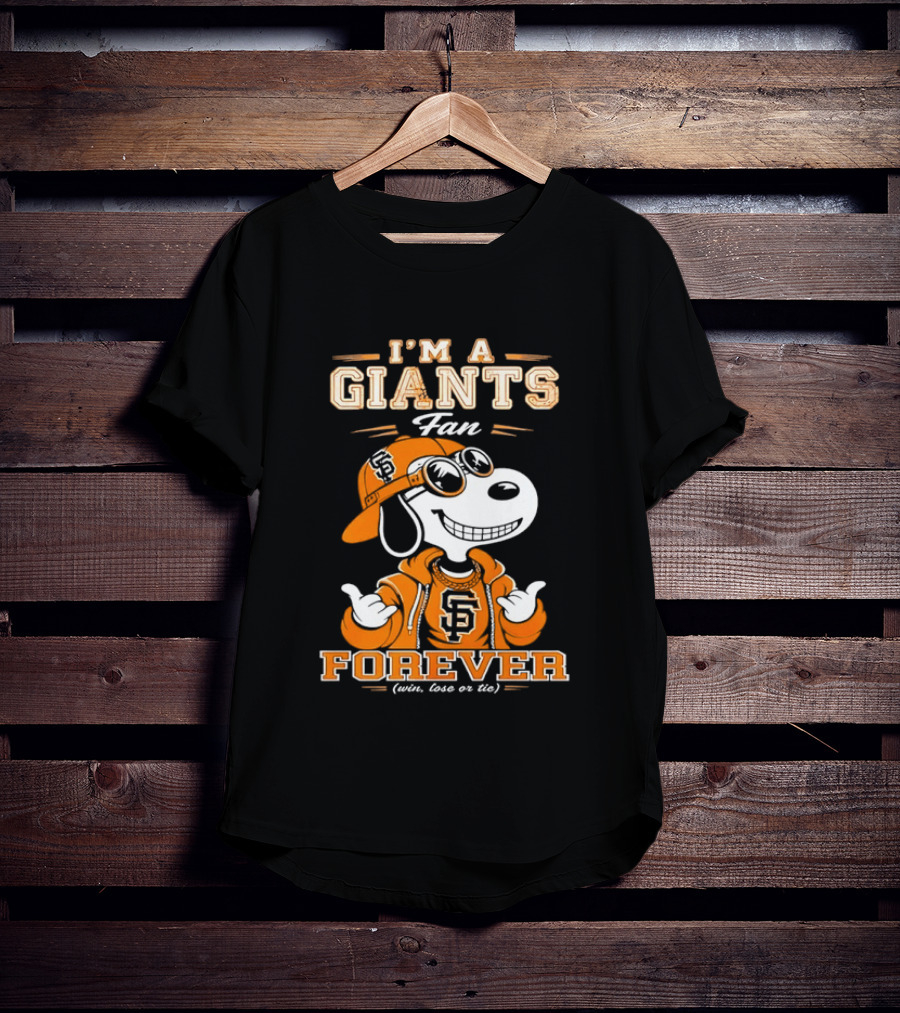 Snoopy I'm A Giants Fan Forever San Francisco Peanuts Baseball T-Shirt