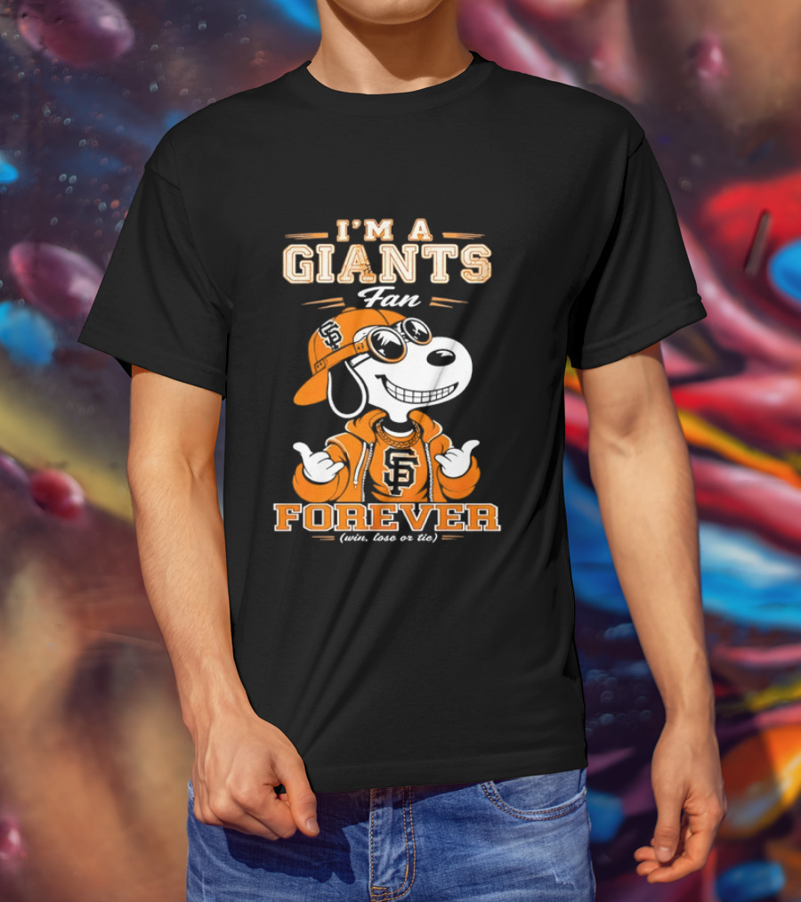 Snoopy I'm A Giants Fan Forever San Francisco Peanuts Baseball T-Shirt