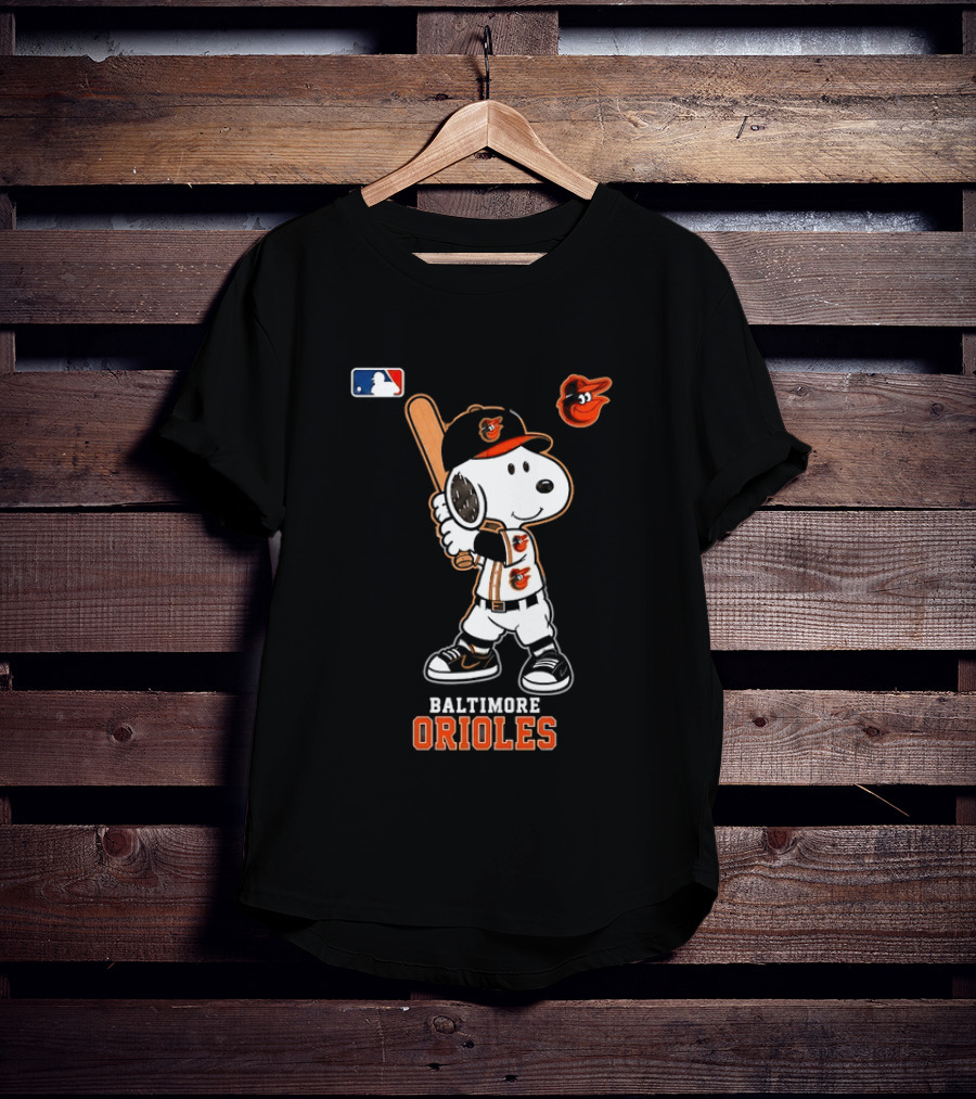 Snoopy Baltimore Orioles MLB Baseball Jersey With Bat And Cap T-Shirt