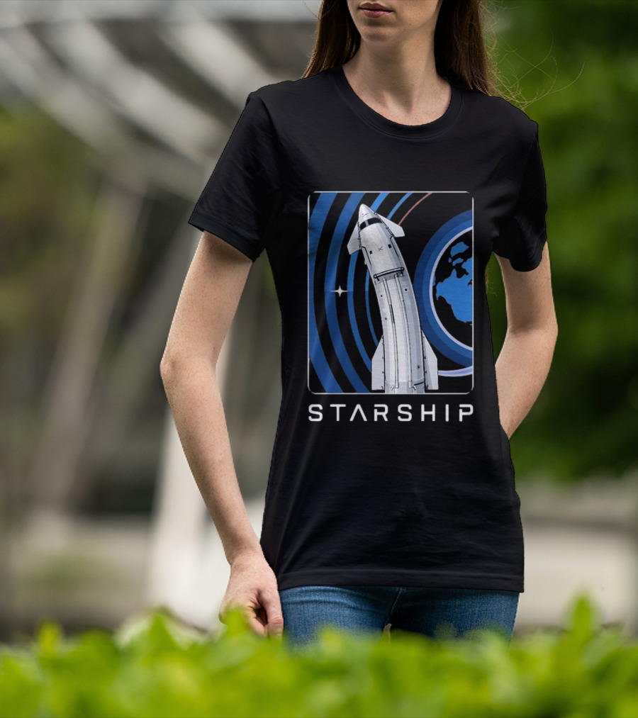 Starship Orbital Flight SpaceX Earth Trajectory T-Shirt