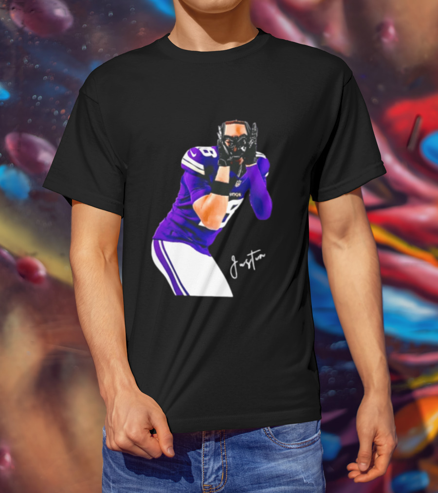 Justin Jefferson Signature Minnesota Vikings Football Player Pose T-Shirt