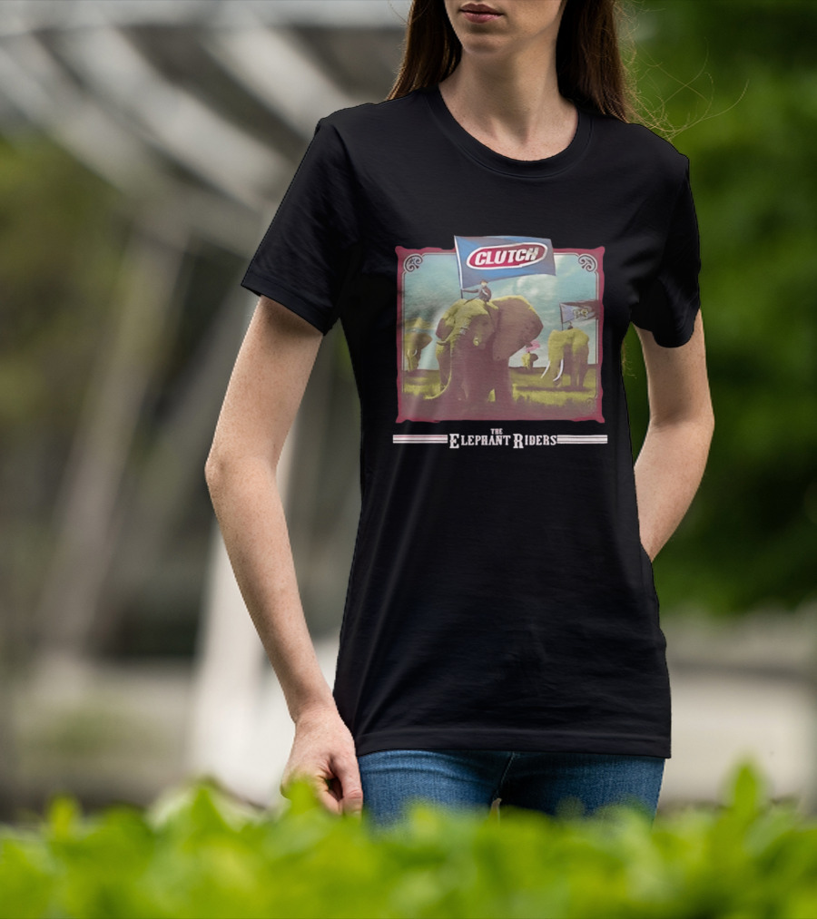 Clutch The Elephant Riders Alternative Metal Rock Music Elephant Banner T-Shirt