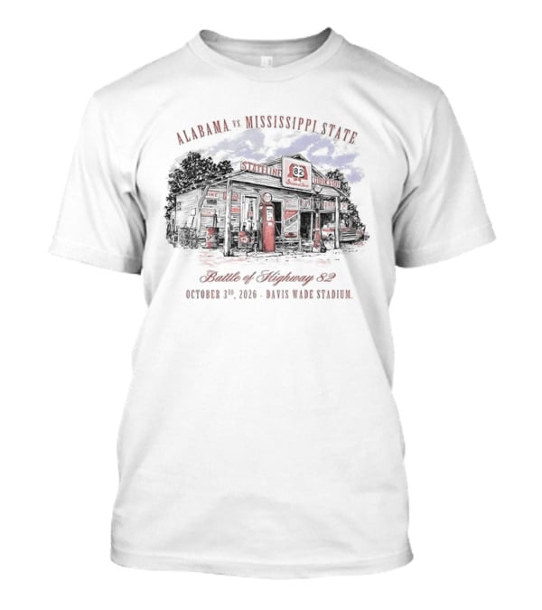 Alabama Crimson Tide Vs Mississippi State Battle Of Highway 82 October 3rd 2026 Stark Vegas Showdown T-Shirt