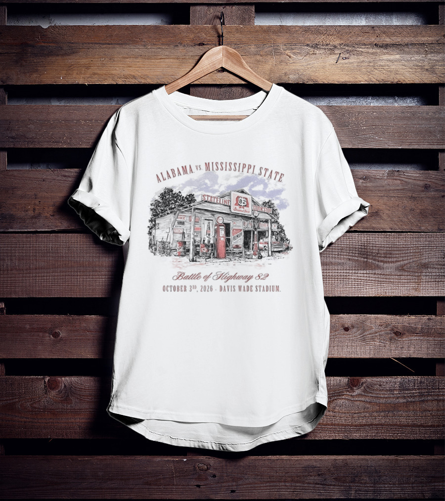 Alabama Crimson Tide Vs Mississippi State Battle Of Highway 82 October 3rd 2026 Stark Vegas Showdown T-Shirt