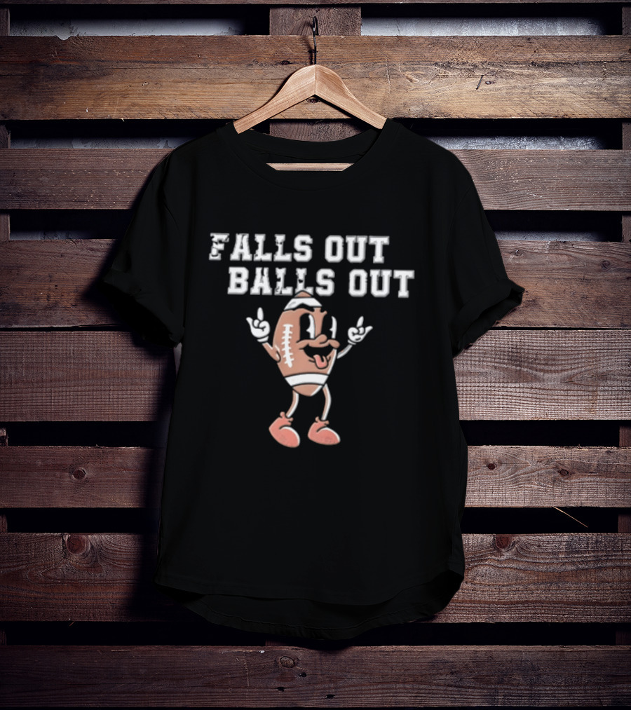 Falls Out Balls Out Football Cartoon T-Shirt