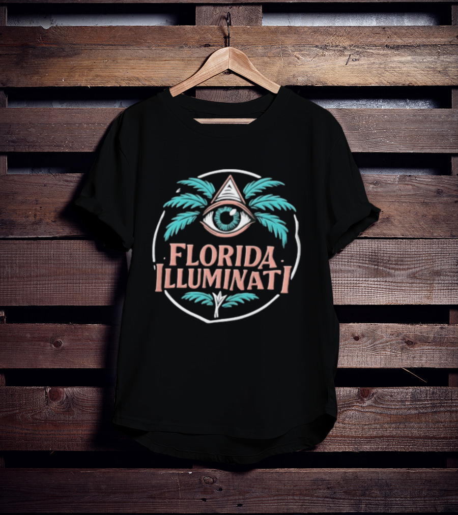 Florida Illuminati Palm Tree Eye Pyramid T-Shirt
