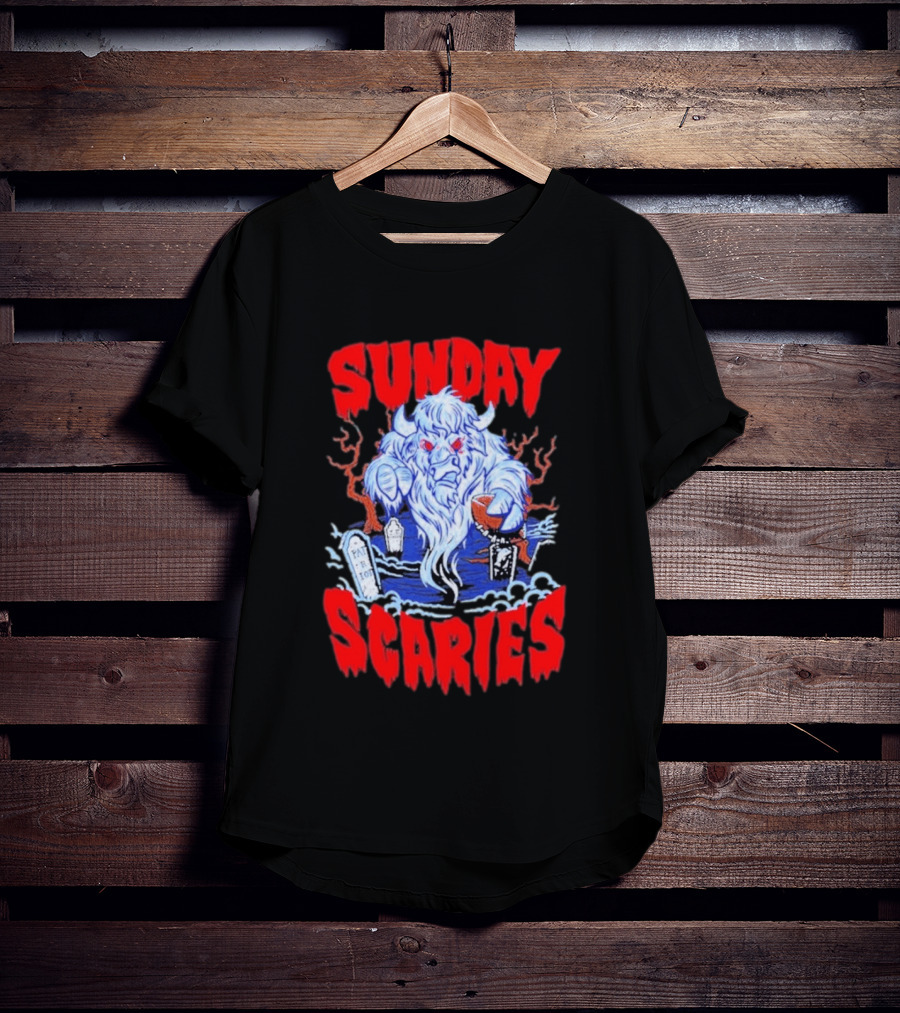 Sunday Scaries Buffalo Football Game Day Frights Lancaster Jeff Schmid T-Shirt