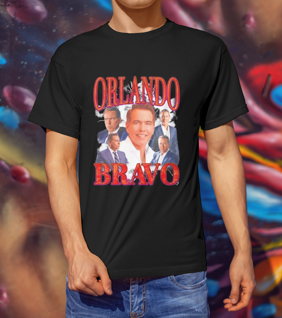 Orlando Bravo Red Text Multiple Portraits T-Shirt