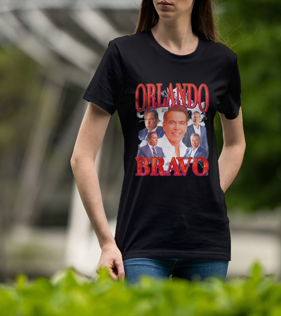 Orlando Bravo Red Text Multiple Portraits T-Shirt