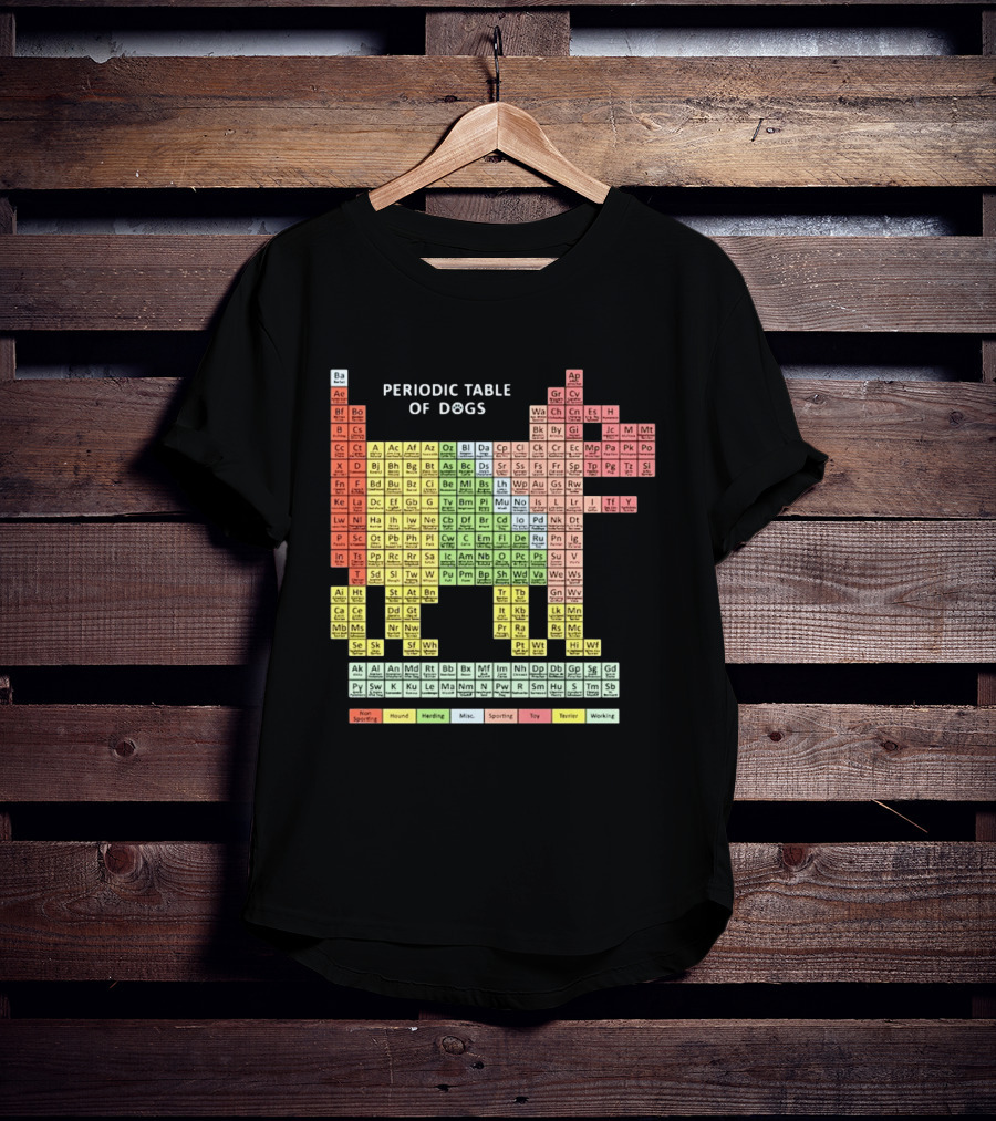 Periodic Table Of Dogs Breed Chart Non Sporting Hound Herding Misc Sporting Toy Terrier Working T-Shirt