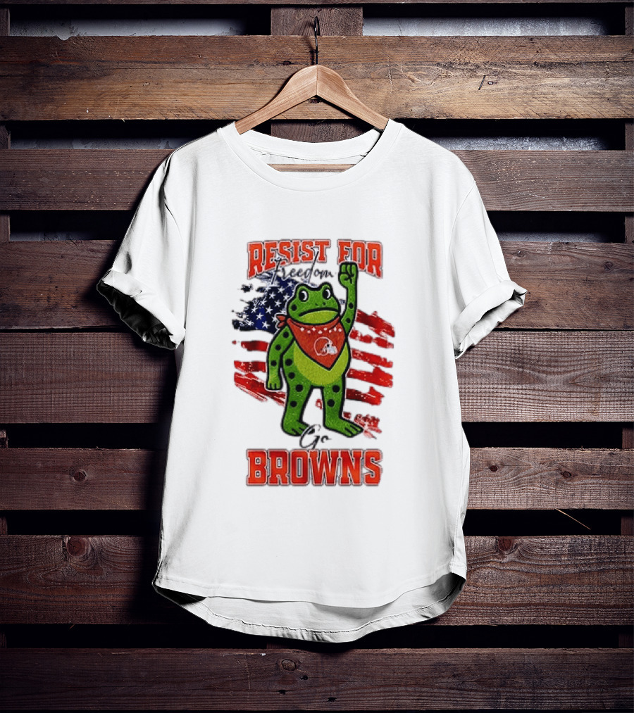Resist For Cleveland Browns Portland Frog American Flag T-Shirt